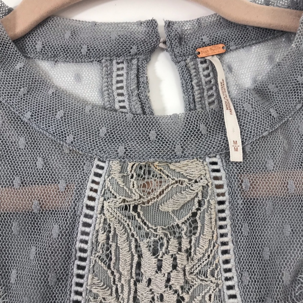 Free People Maisie Lace Tunic Top Blue Sleeveless - Picture 6 of 8